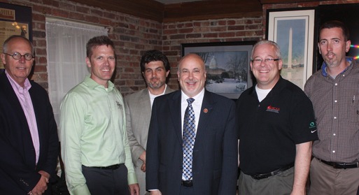 Paul Odom, P&S Masonry; Joe Buechel,  Natural Stone Veneers International; Joe Bonifate, Arch Masonry; Rep. Mark Pocan (D-WI); Jeff Buczkiewicz, MCAA President; Paul Oldham, Ollier Masonry.